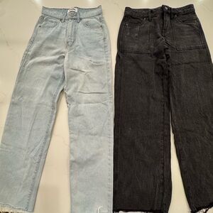 PacSun Women's Boot Cut Jeans in Black wash & RSQ light wash baggy jeans style